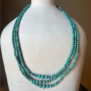 Mine Finds by Jay King Natural Turquoise 3 Strand Bead Necklace (P)
